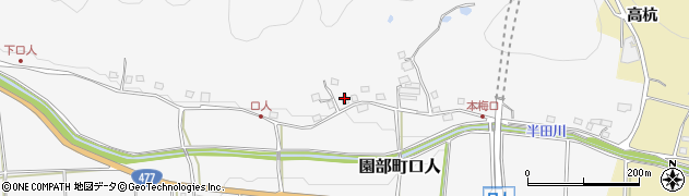 京都府南丹市園部町口人（ミノタ）周辺の地図