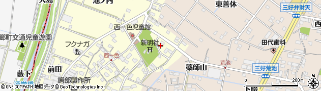 愛知県みよし市西一色町（〆林）周辺の地図
