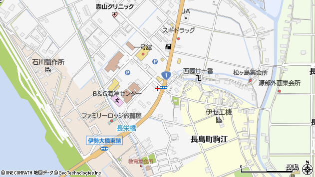 〒511-1122 三重県桑名市長島町松ケ島の地図