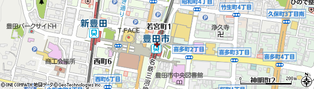 愛知県豊田市周辺の地図