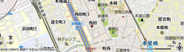 愛知県名古屋市南区本星崎町（西田）周辺の地図