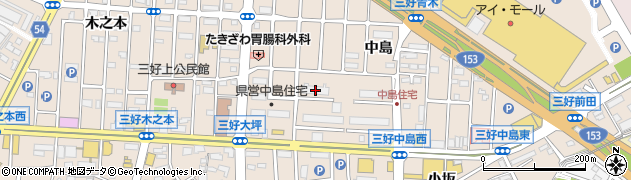 みよし市役所　中島住宅集会所周辺の地図