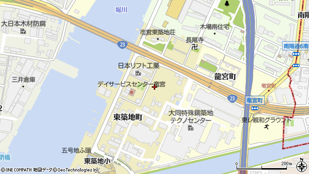 〒455-0023 愛知県名古屋市港区東築地町の地図