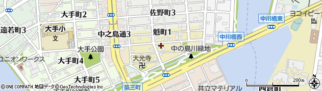 愛知県名古屋市港区魁町周辺の地図