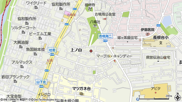 〒458-0842 愛知県名古屋市緑区鳴海町上ノ山の地図