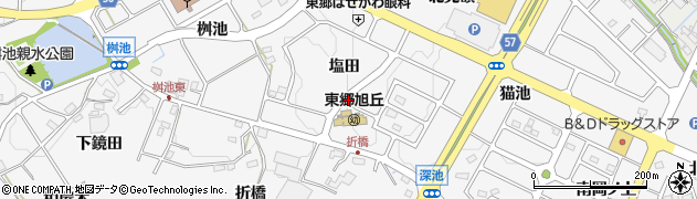 愛知県東郷町（愛知郡）春木（塩田）周辺の地図