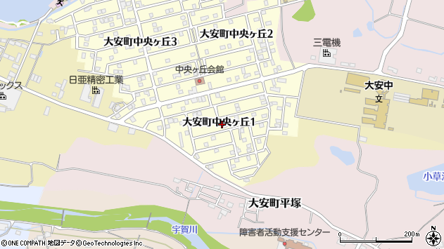 〒511-0287 三重県いなべ市大安町中央ケ丘の地図