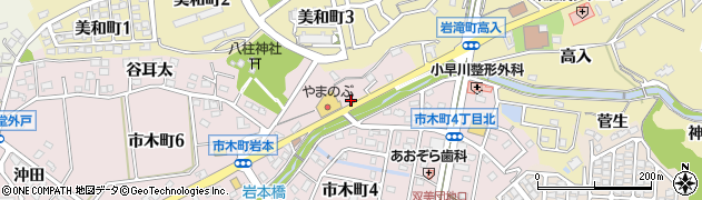 愛知県豊田市市木町（岩本）周辺の地図