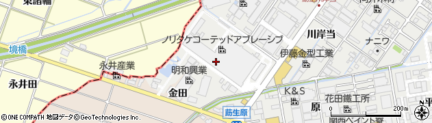 愛知県みよし市莇生町（下永井田）周辺の地図
