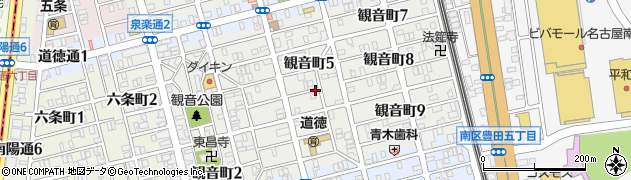 愛知県名古屋市南区観音町周辺の地図