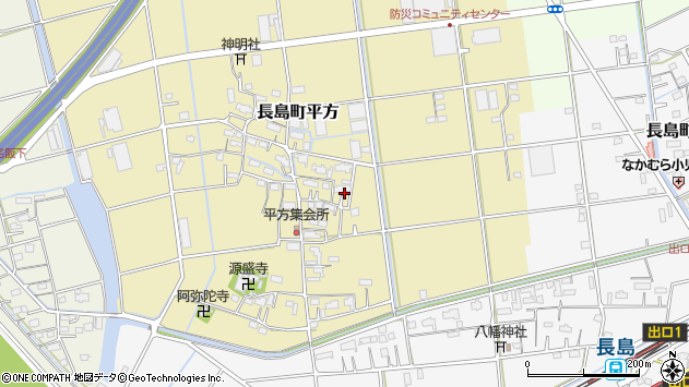 〒511-1147 三重県桑名市長島町平方の地図