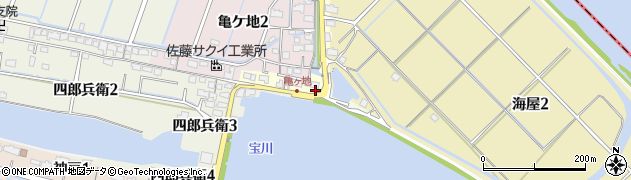 愛知県弥富市亀ケ地新田周辺の地図