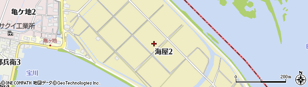 愛知県弥富市海屋周辺の地図