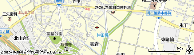 愛知県東郷町（愛知郡）諸輪（観音）周辺の地図
