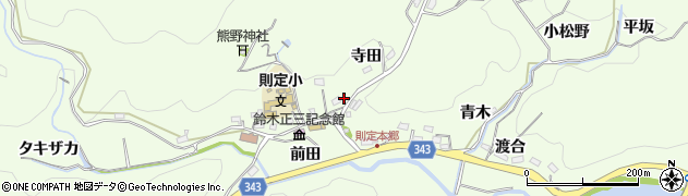 愛知県豊田市則定町（寺田）周辺の地図
