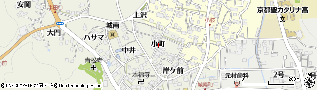 京都府南丹市園部町城南町小町周辺の地図