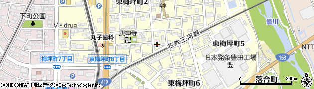 愛知県豊田市東梅坪町周辺の地図