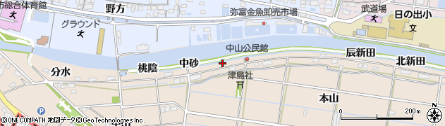 愛知県弥富市中山町（亥新田）周辺の地図