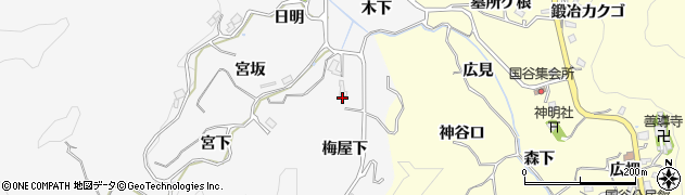 愛知県豊田市下国谷町（梅屋下）周辺の地図