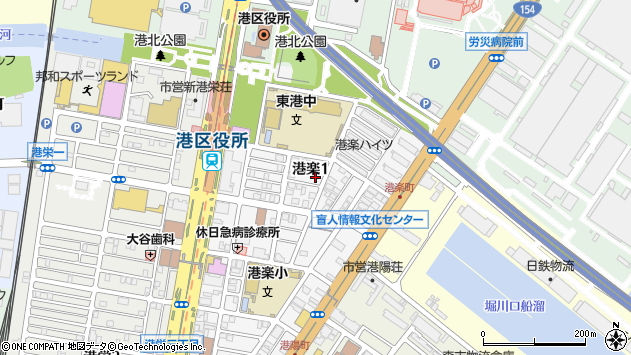 〒455-0014 愛知県名古屋市港区港楽の地図