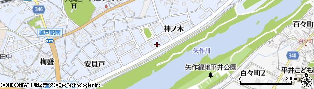 愛知県豊田市越戸町神ノ木106周辺の地図