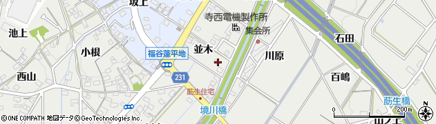 愛知県みよし市莇生町並木周辺の地図