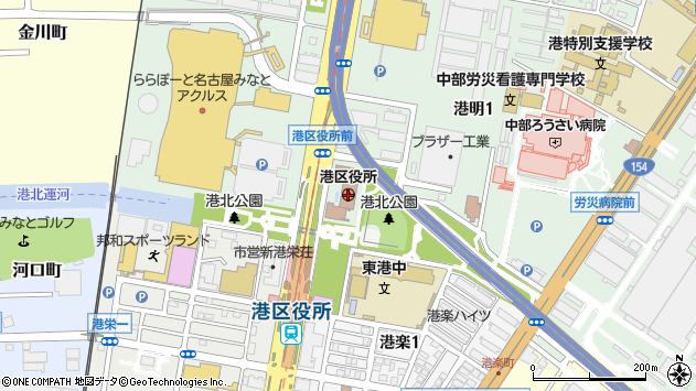 〒455-0000 愛知県名古屋市港区（以下に掲載がない場合）の地図