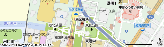 名古屋市役所港区役所　区政部・市民課・戸籍係周辺の地図