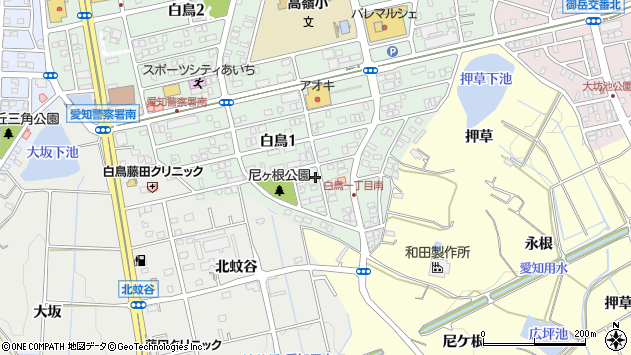 〒470-0155 愛知県愛知郡東郷町白鳥の地図