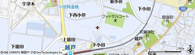 愛知県豊田市越戸町下西小笹107周辺の地図