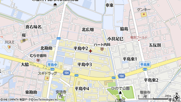 〒498-0032 愛知県弥富市平島中の地図