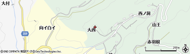愛知県豊田市野林町（大西）周辺の地図