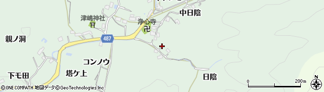 愛知県豊田市山中町（日陰）周辺の地図