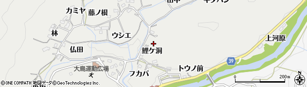 愛知県豊田市東大島町（鯉ケ洞）周辺の地図
