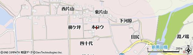 京都府南丹市園部町黒田（本コウ）周辺の地図