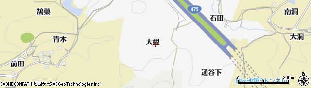 愛知県豊田市滝見町大根周辺の地図