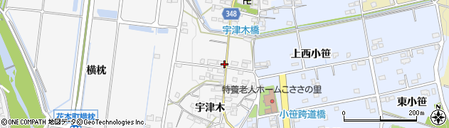 愛知県豊田市花本町宇津木周辺の地図