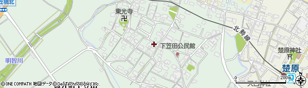 三重県いなべ市員弁町下笠田周辺の地図