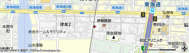 愛知県名古屋市港区津金周辺の地図
