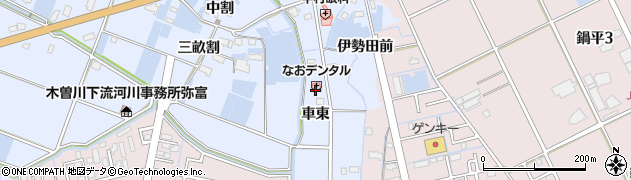愛知県弥富市鯏浦町（車東）周辺の地図