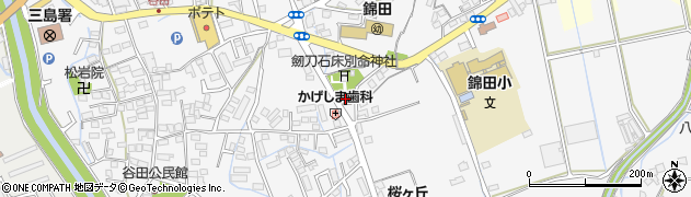 富士山南東消防本部　三島消防署・錦田分遣所周辺の地図