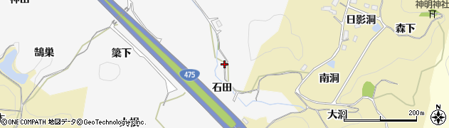 愛知県豊田市滝見町石田周辺の地図