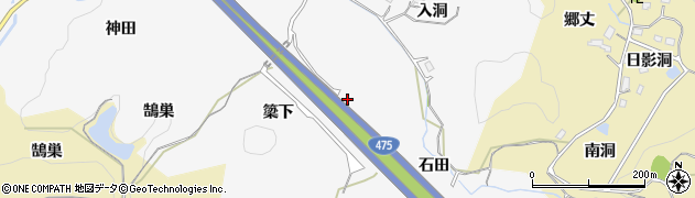 愛知県豊田市滝見町（簗下）周辺の地図