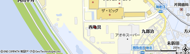 愛知県弥富市五明町西亀具周辺の地図