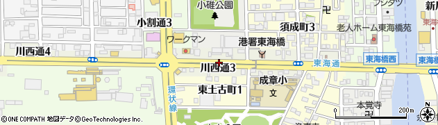 愛知県名古屋市港区川西通3丁目周辺の地図