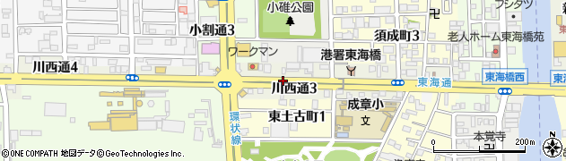 愛知県名古屋市港区川西通周辺の地図