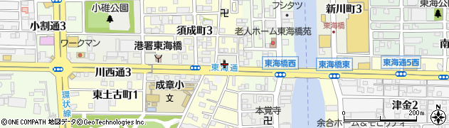 愛知県名古屋市港区川西通1丁目周辺の地図