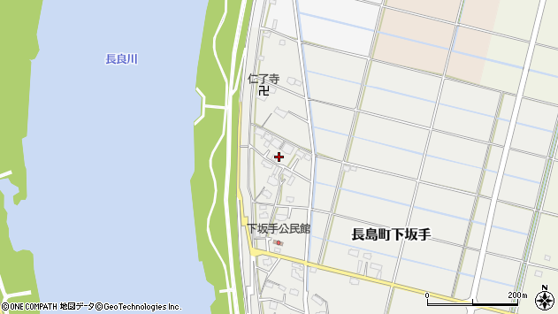 〒511-1106 三重県桑名市長島町下坂手の地図