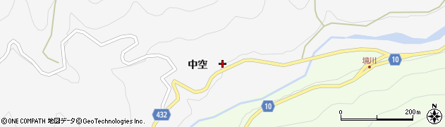 愛知県設楽町（北設楽郡）川向（中空）周辺の地図