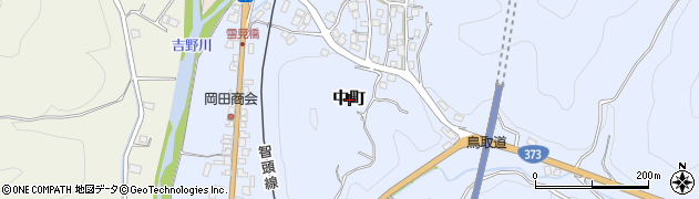 岡山県美作市中町周辺の地図
